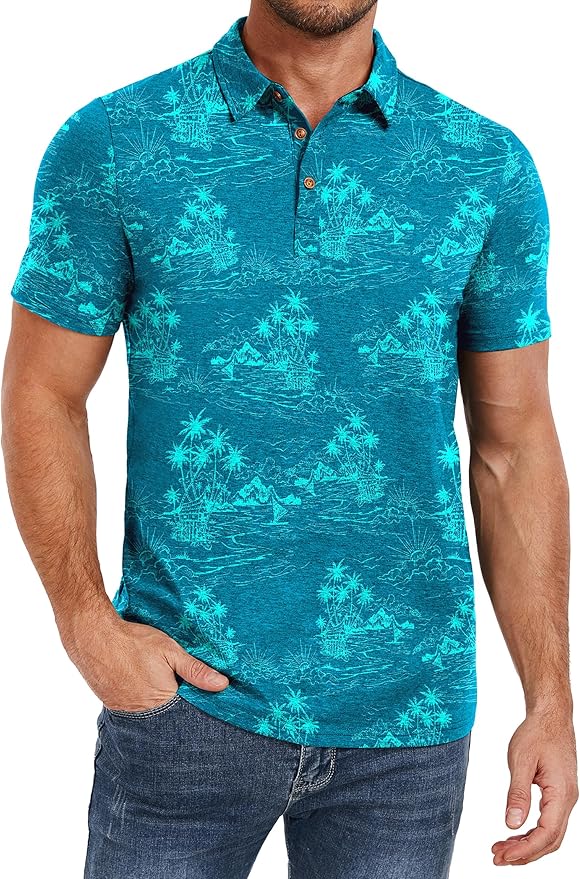 Blue Palm Polo Shirt PA50