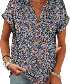 Blue Floral Dressy Top PA1