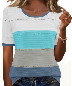 Crewneck Blue Ribbed Top PA36