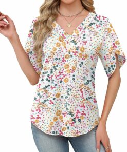Fashion Floral V Neck Top PA29