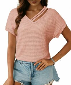 Gossamer Pink V Neck Top PA23