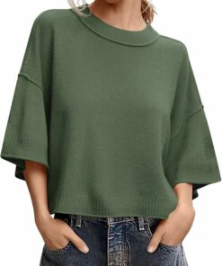 Green Oversized Cropped Top PA42