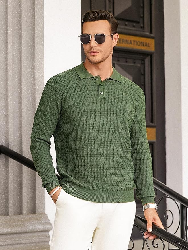 Men's Knit Polo Lightweight Sweater PA45 - Image 2