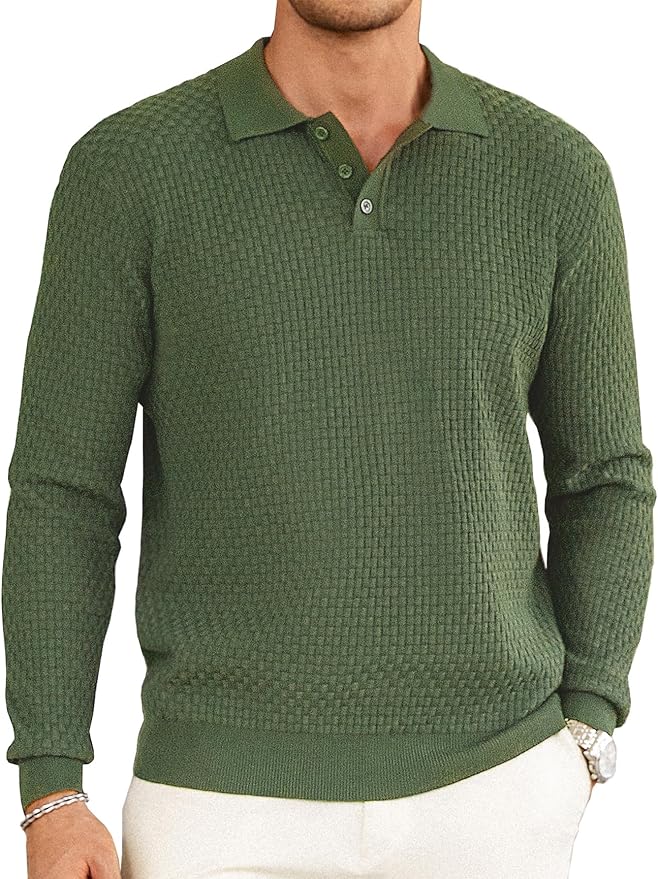 Men's Knit Polo Lightweight Sweater PA45
