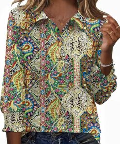 Vintage Boho Collared Top PA9