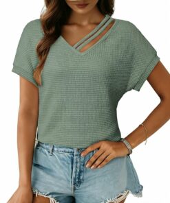 Waffle Knit Short Sleeve Top PA22