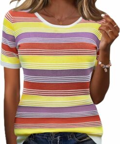 Women Colorful Stripes Shirt PA37