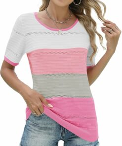 Womens Short Sleeve Crochet Top PA34