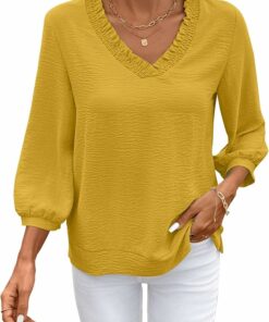 Yellow Smocked Neck Women Top PA43